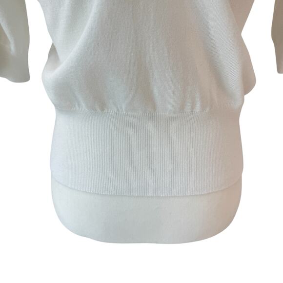 GRACE Sweater Womens M White Short Sleeve Cardigan Faux Pearl Buttons - Picture 7 of 9